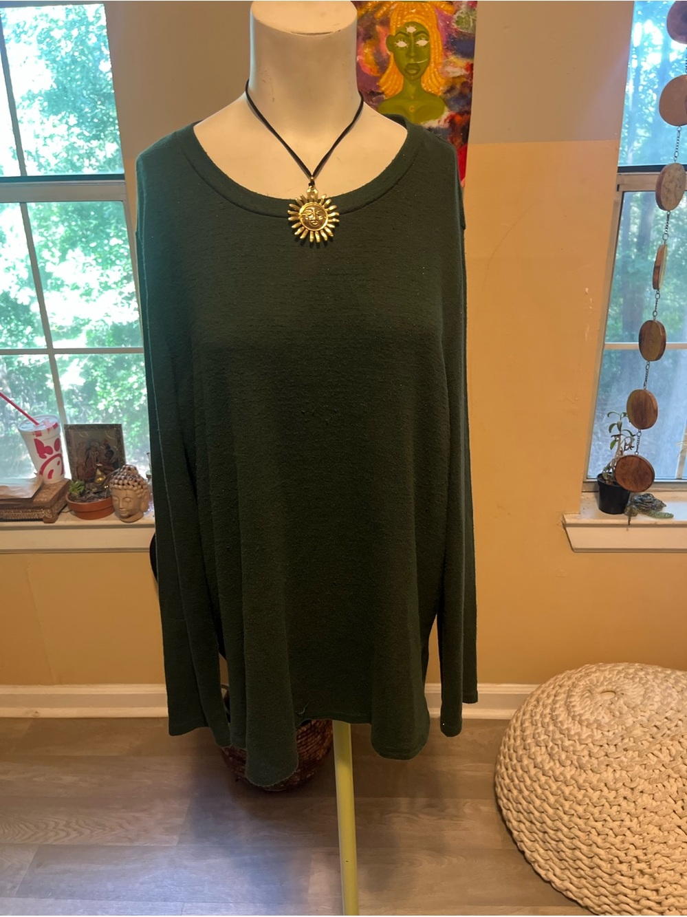 Banana Republic Forest Green Long Sleeve Knit Top